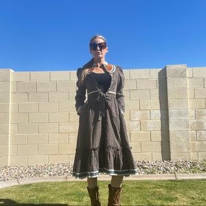 Gunne Sax by Jessica San Fran vintage plaid velvet trim RARE dress